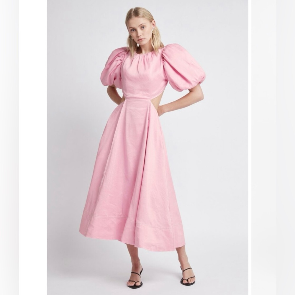 AJE pink backless midi dress